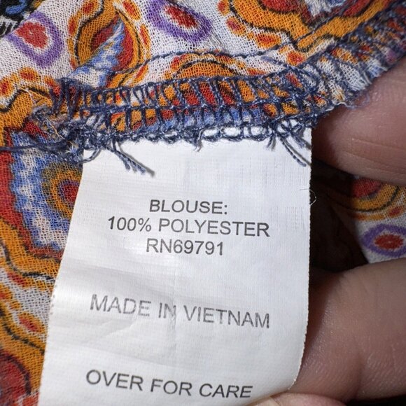 Figueroa & Flower‎ Top Blouse Large Prairie Blossom Sheer Boho Crochet - Picture 4 of 5